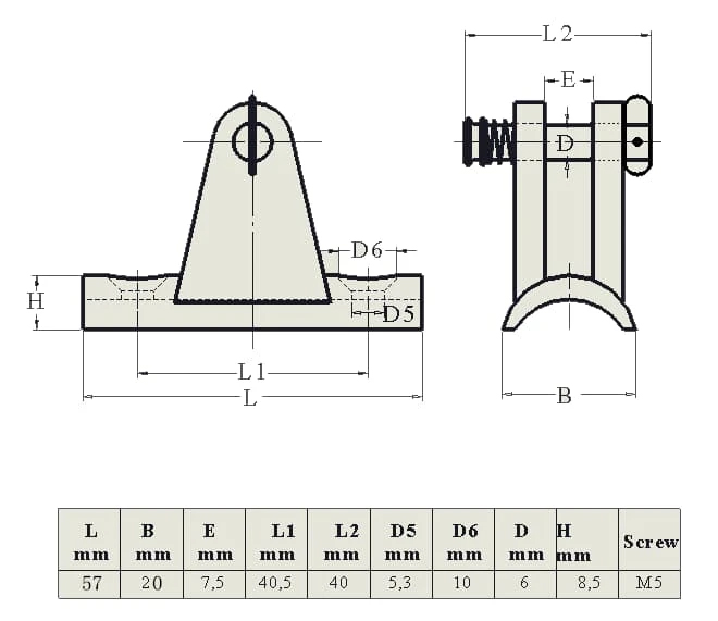  Marine Boat Hardware Pipe Tube Railing Fitting Curved Deck Hinge (60*22mm/ 57*20mm) 