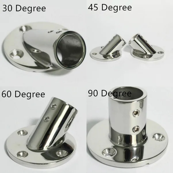 30 Degree Round Stanchion ba<x>se for pipe 22/25/32mm Marine Grade Pipe Fittings