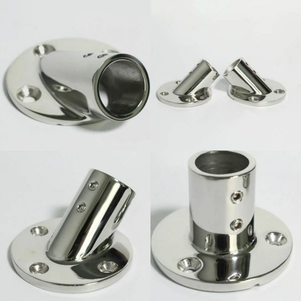 45 Degree Round Stanchion ba<x>se for pipe 22/25/32mm Marine Grade Pipe Fittings