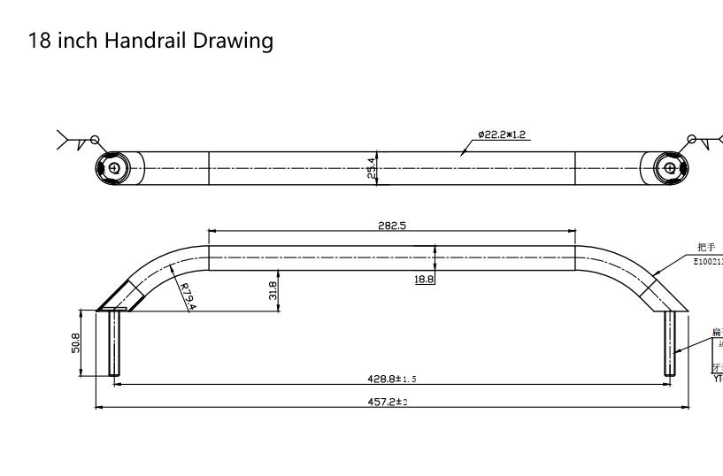 18 inch stainless steel hand-rail-fintting