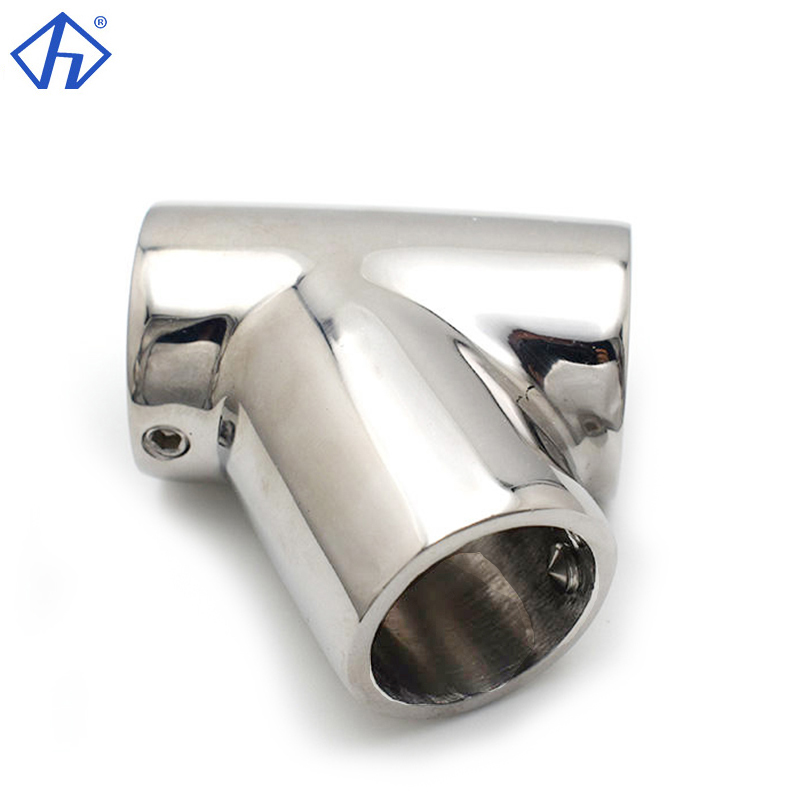 60- Degree Stainless Bimini Tee Fitting Hardware