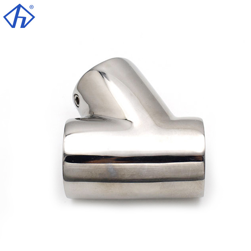 60- Degree Stainless Bimini Tee Joint Pipe Handrail