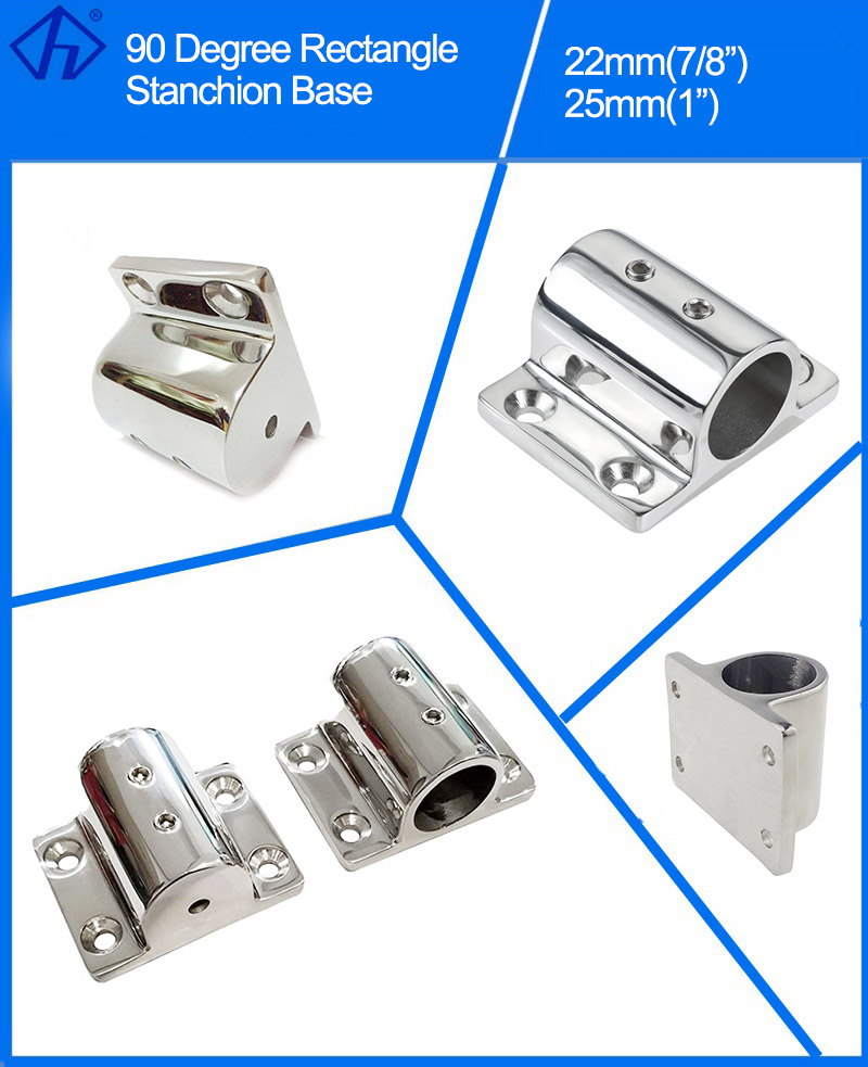 90 Degree Rectangle Stanchion Base marine casting fittings