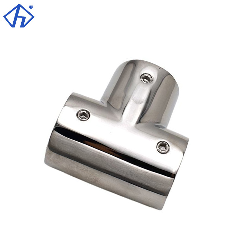 90 Degree T-Junction Stainless Polished Rail Fitting