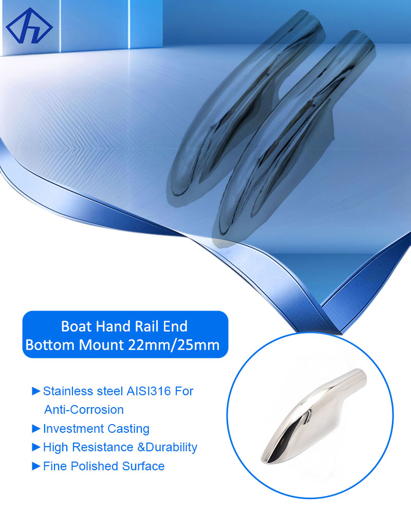 Boat Hand Rail End Bottom Mount