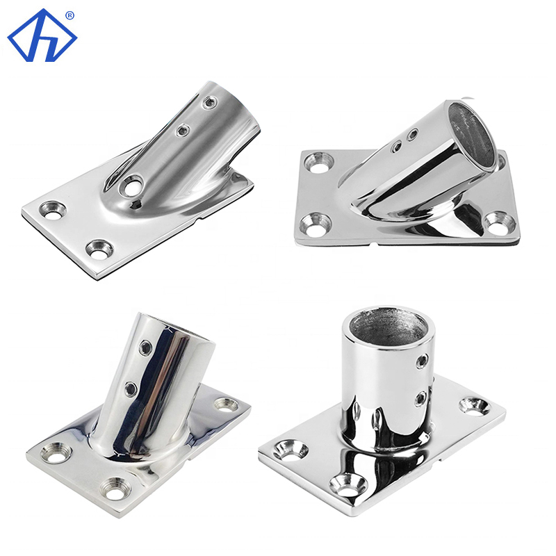 Rectangle Stanchion Base Heavy Duty Marine Stainless Hand Rail base