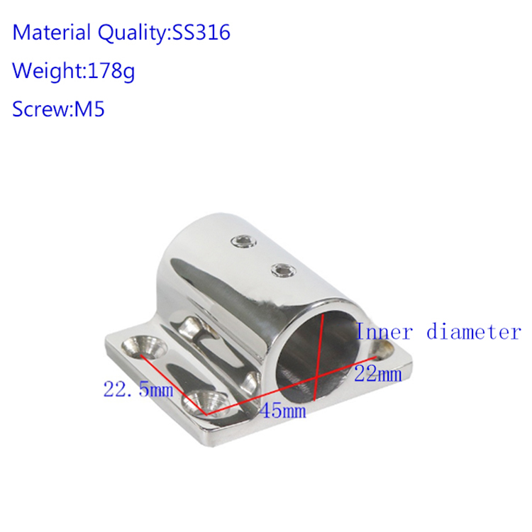 Rectangular Base Mount Boat Handrail Fitting
