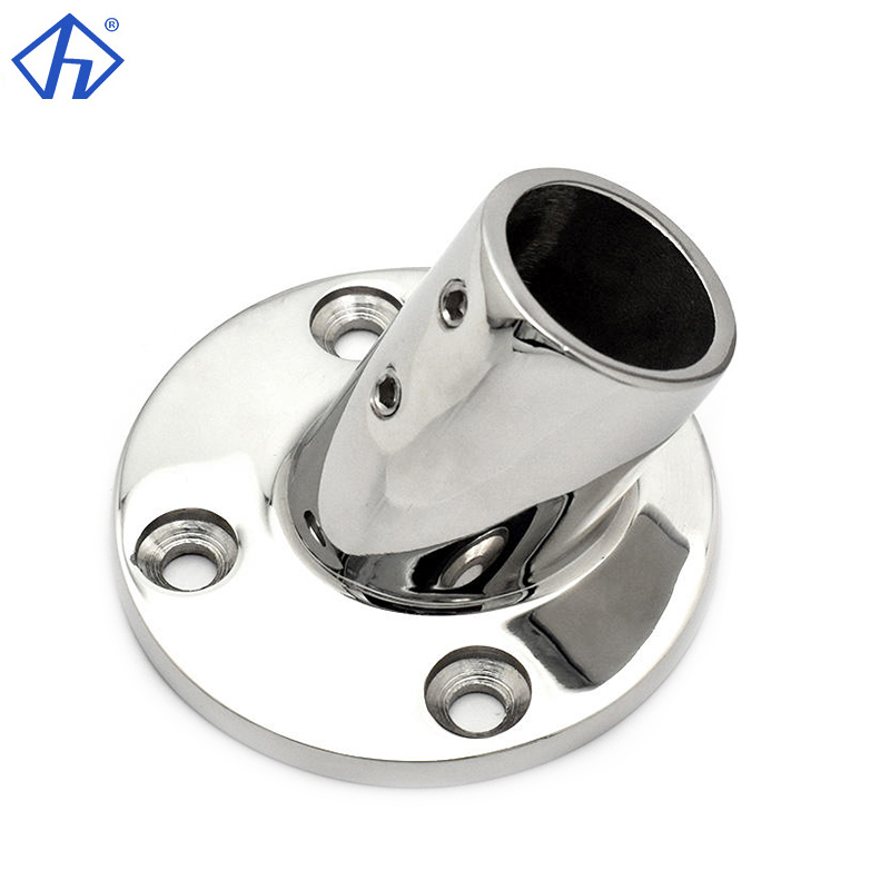 Stainless 60 Degree Round Handrail Base Marine Grade Casting Handrail Parts
