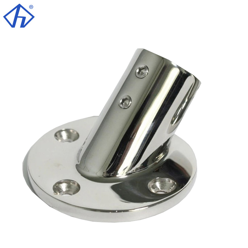 Stainless 60 Degree Round Handrail Base Marine Grade
