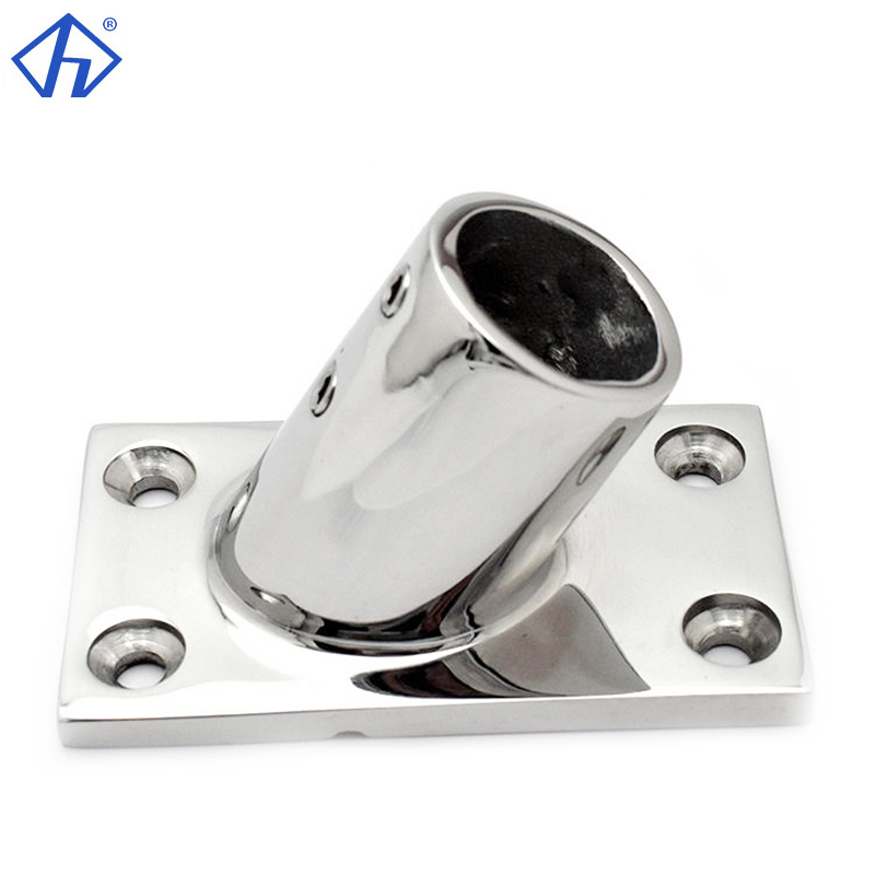 Stainless 60 ° Rectangular Stanchion Base Rail Mount Fittings