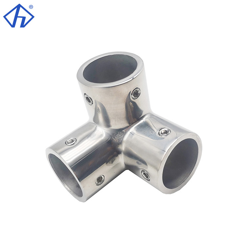 Stainless Polished Pipe 3 Way Tee Connector 78”&1”