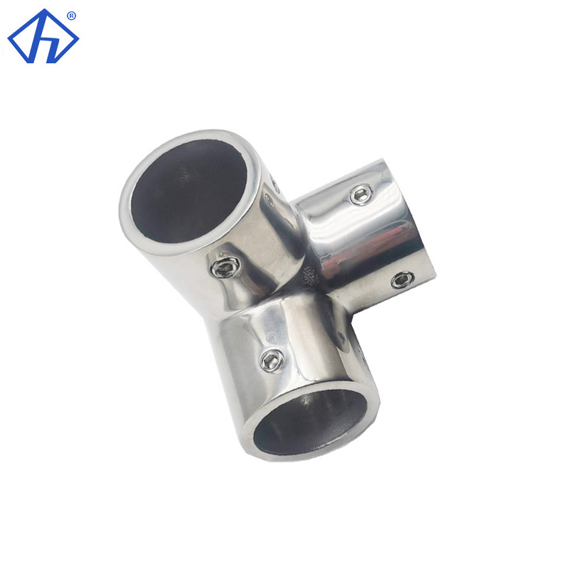 Stainless Polished Pipe 3 Way Tee Connector 1”