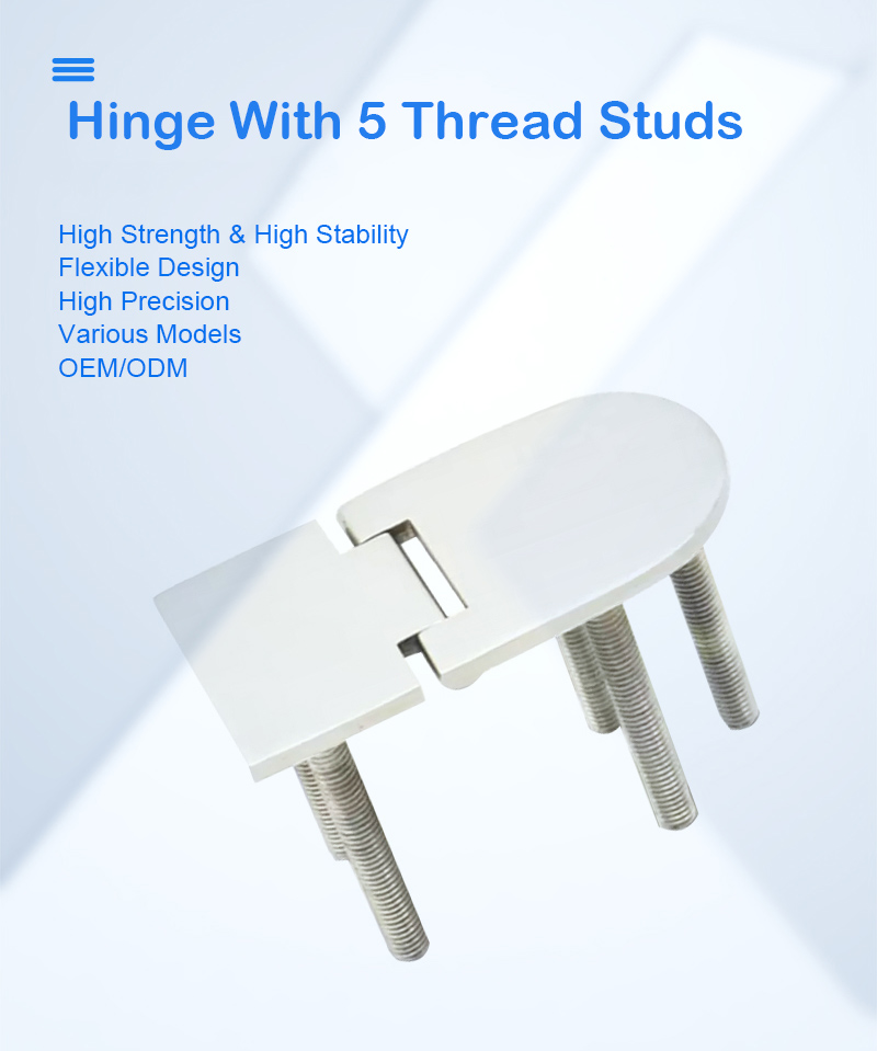 Stainless steel hinge with hidden thread studs