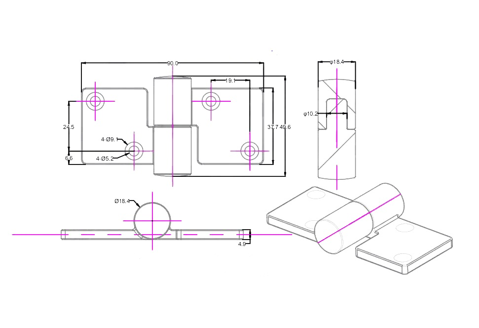 Take Apart Hinge Flag Detachable Hinge-drawings