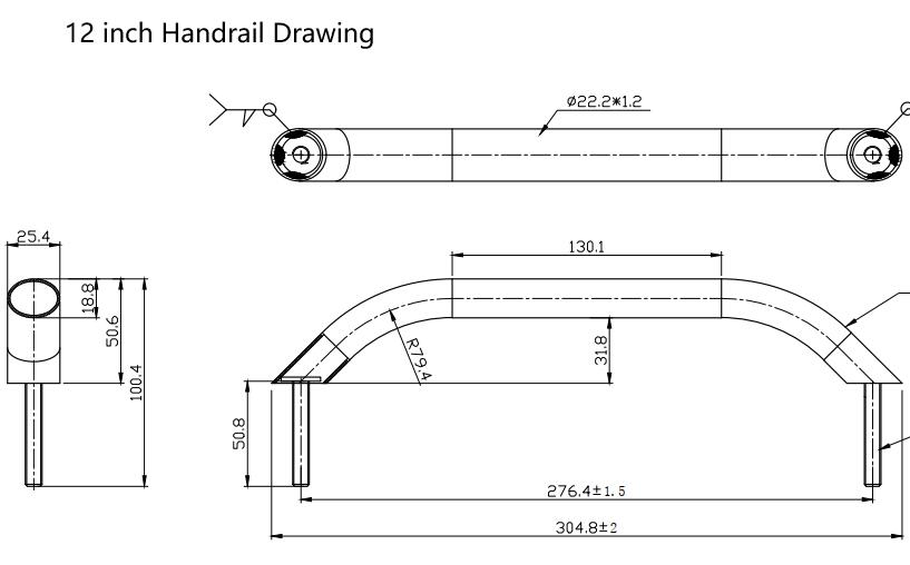 handrail 12-inch drawing