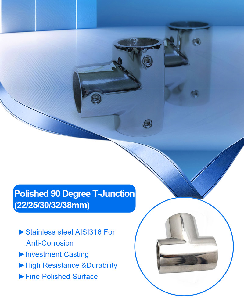 stainless polished 90 Degree T-Junction