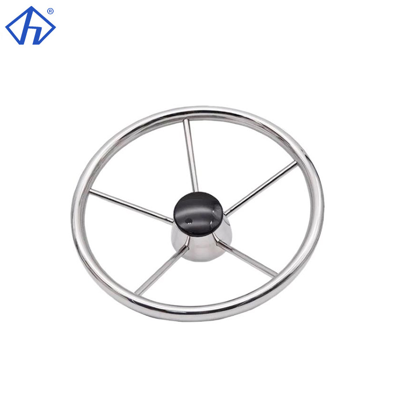 Boat Wtreering Wheel 5-Spoke 25°Dish Destroyer Steering Wheel Marine Boat Accessories-Hiever