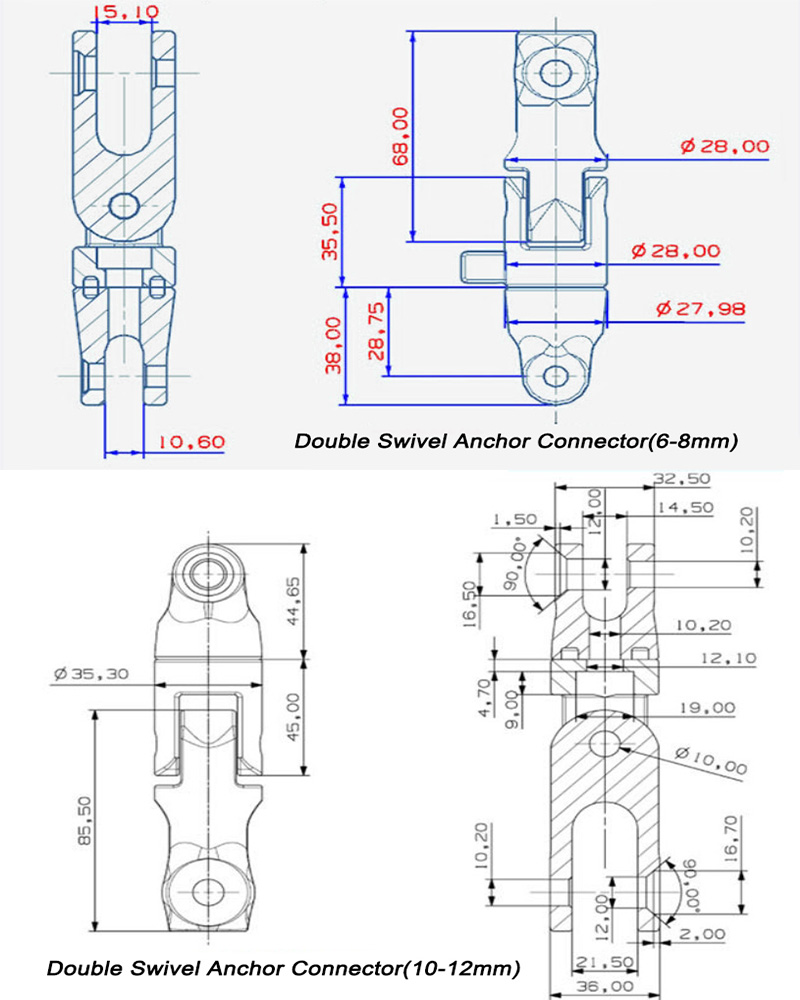 Double Swivel Anchor Connector drawing 