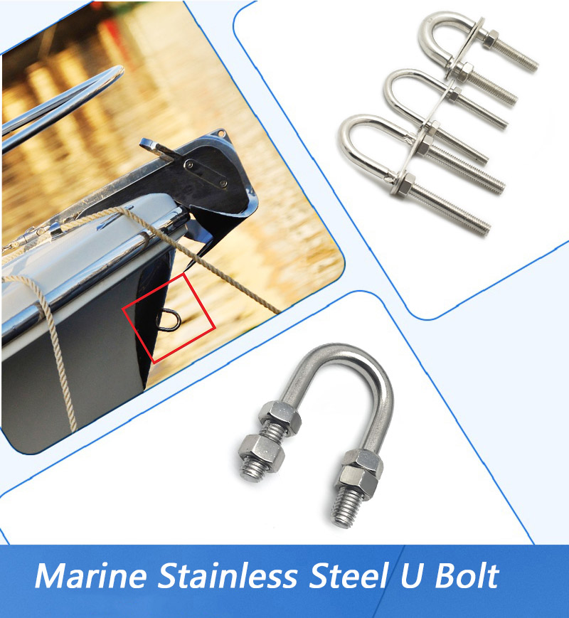 Hiever's Stainless Steel Marine Boat Bow & Stern Eyes Tie Down U Shape Bolt