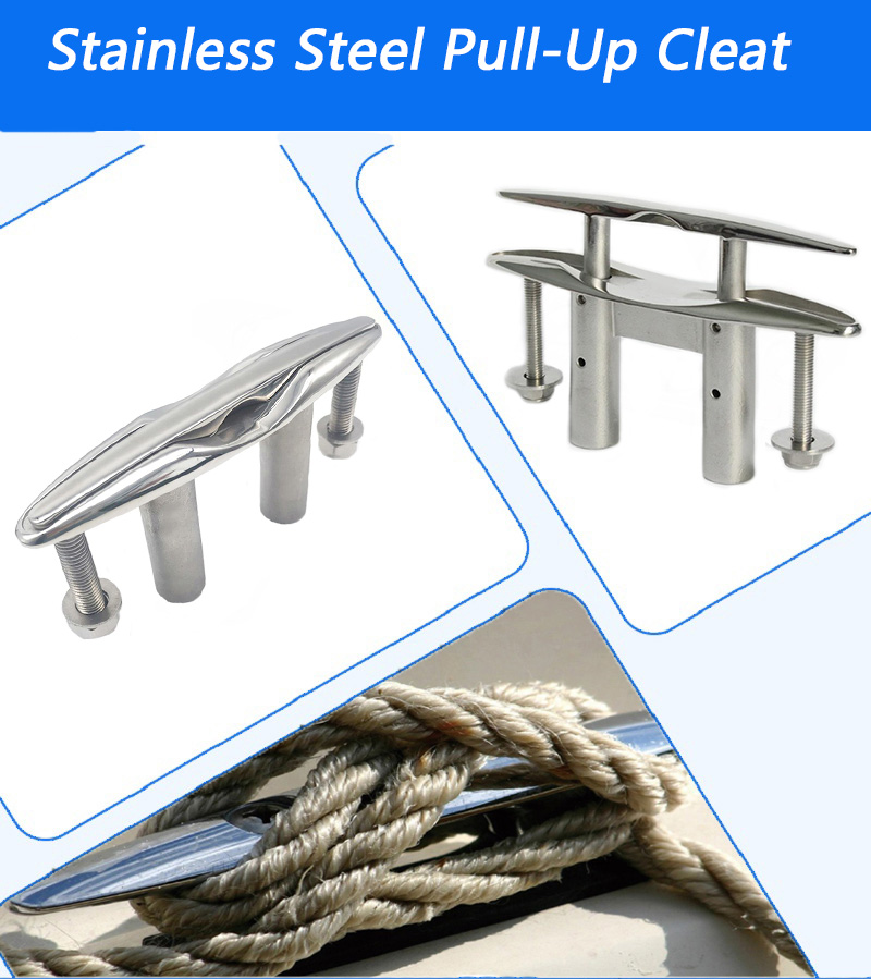 Hiever's Stainless Steel Pull-Up Cleat For Boat Deck Flush Mount Pop-Up Cleat