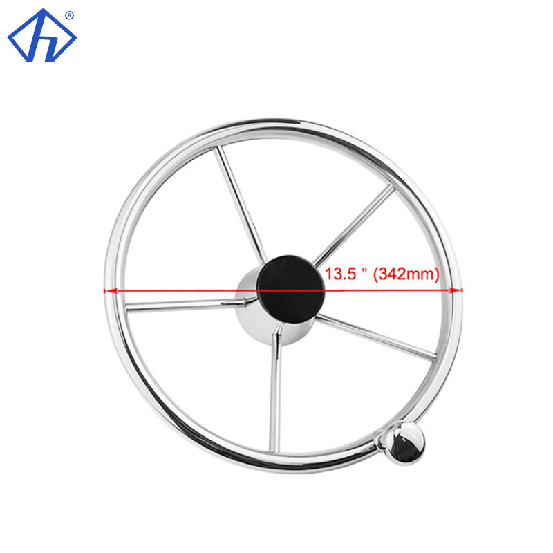 High Quality Stainless Steel 5 Spoke 25 degrees Destroyer Boat Steering Wheel With Control Knob