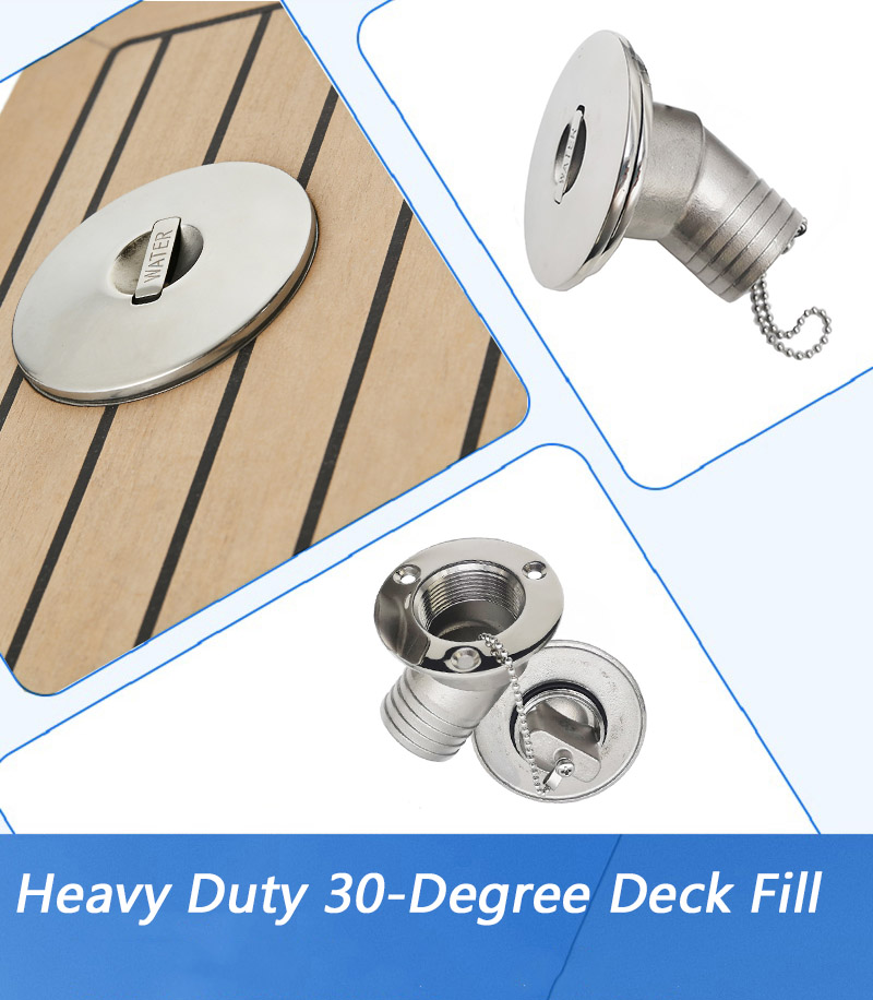 Keyless Angled Hose 30 Degree Deck Fill SS316 Cast Water Fuel Deck Filler