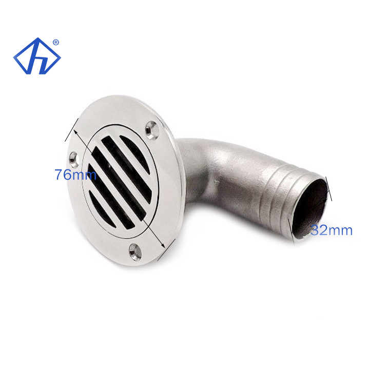 Polished Casting Marine Cockpit Elbow Drain Scupper