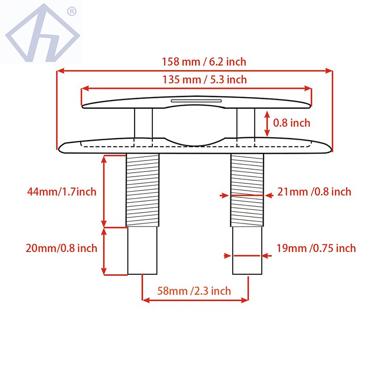 Pull Up Stainless Steel Cleat Pop Up Cleat Boat Flush Mooring Cleat-drawing