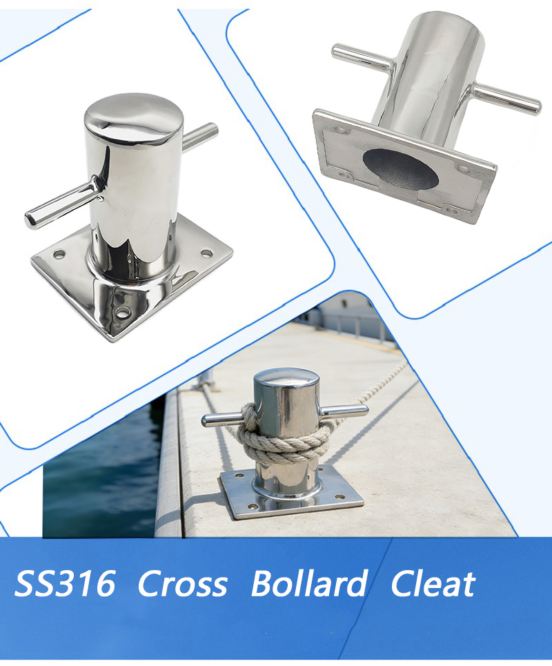 SS316 cross bollard cleat mooring cleat