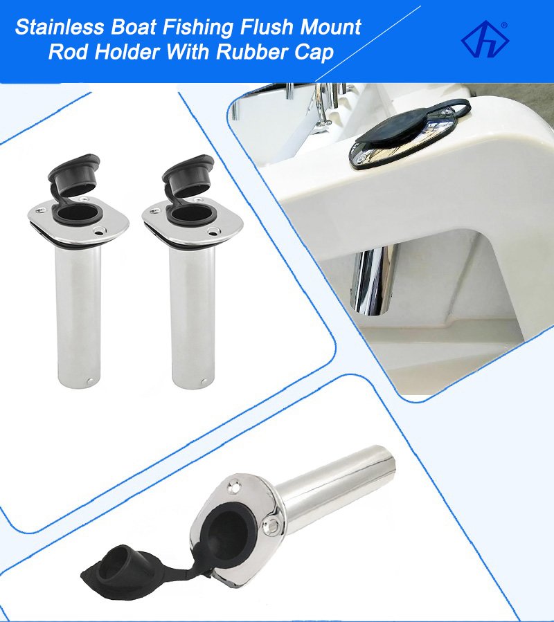 Stainless Boat Fishing Flush Mount Rod Holder With Rubber Cap