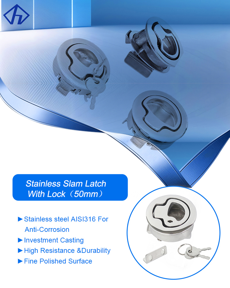 Stainless Slam Latch With Lock KEY 50mm
