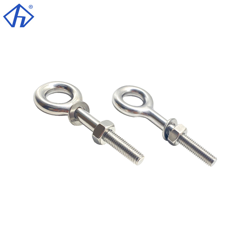 Stainless Steel316 Eye Bolt Polished Tie Down With Hex Nut and Washer