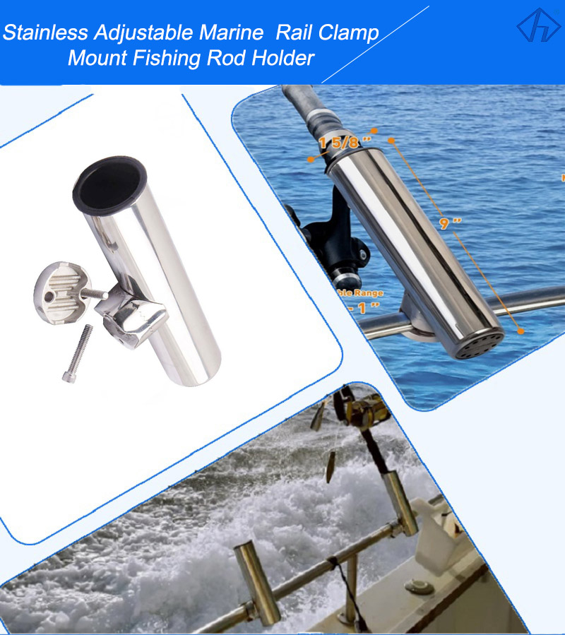 Steel Adjustable Marine Rail Clamp Fishing Rod Holder