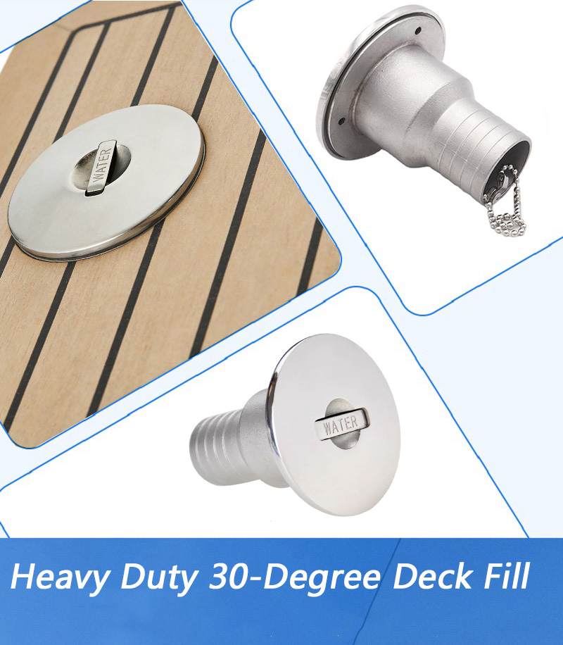 Straight Angled Hose 30 Degree Deck Fill SS316 Cast Water Fuel Deck Filler